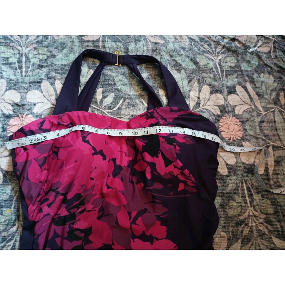 Lands End One Piece Swimsuit 16 DD Floral Skirted Wireless Bra Boned Nylon - Picture 12 of 13